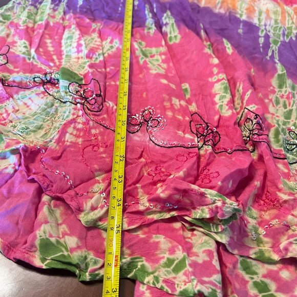 Mamta Women's Boho Tie-Dye Sleeveless Dress Hand Embroidered One Size - Picture 6 of 7